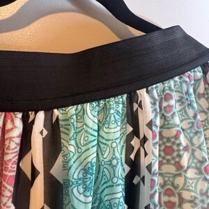 Lane Bryant Black-Waist Multicolor Patterned Circle Skirt